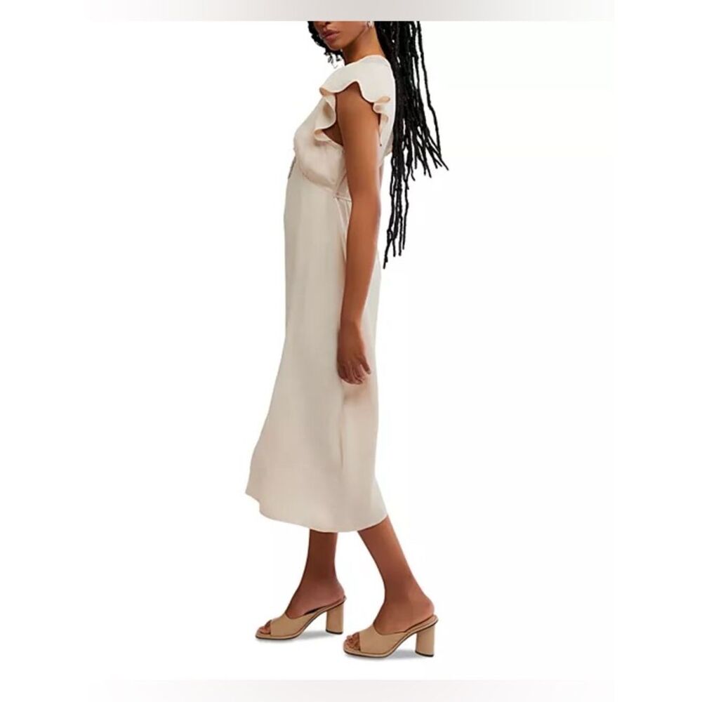 Free People Tied With Joy Midi Dress Neutral Lace-Trim Camisole size XL - Picture 6 of 11